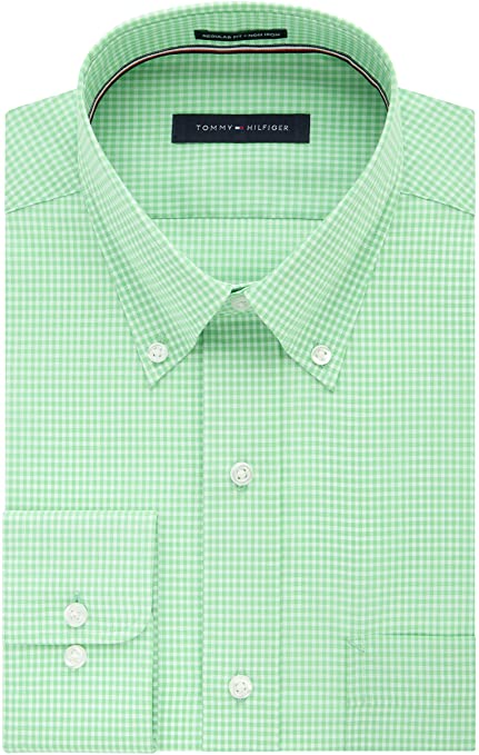 Tommy Hilfiger Men's Dress Shirt Regular Fit Non Iron Gingham