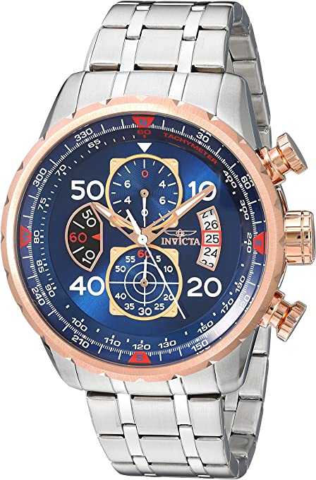 Invicta Men's Aviator 48mm Stainless Steel Chronograph Quartz Watch, Silver