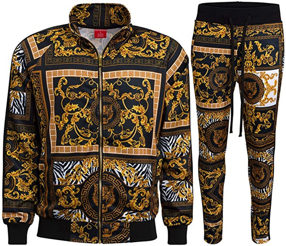 USA Men's Side Stripe Zipper Jacket Drawstring Waistband Tracksuit