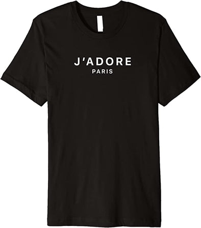 I love Paris J-Adore Paris France Black Graphic T-shirt