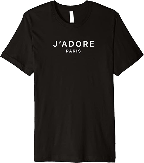 I love Paris J-Adore Paris France Black Graphic T-shirt