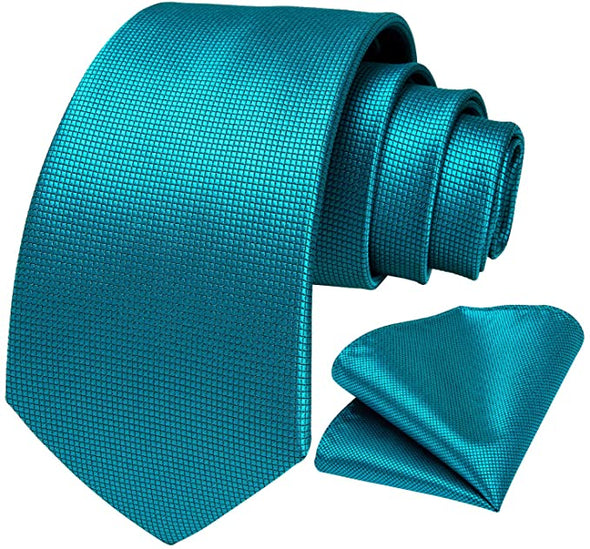Solid Tie Men's Silk Tie Handkerchief Woven Necktie and Pocket Square Set