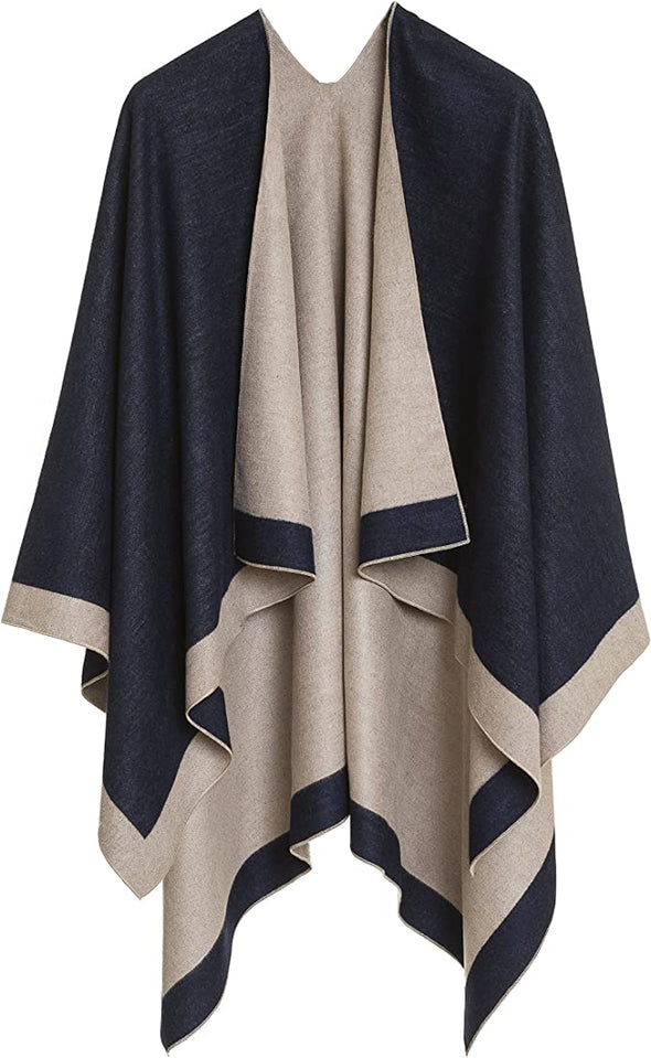 Women's Shawl Wrap Poncho Ruana Cape Cardigan Sweater Open Front for Spring Fall Winter