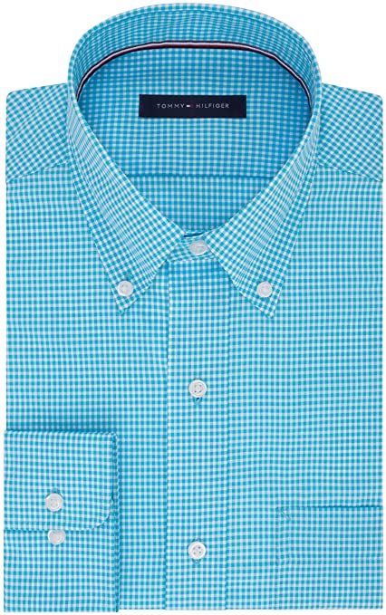 Tommy Hilfiger Men's Dress Shirt Regular Fit Non Iron Gingham
