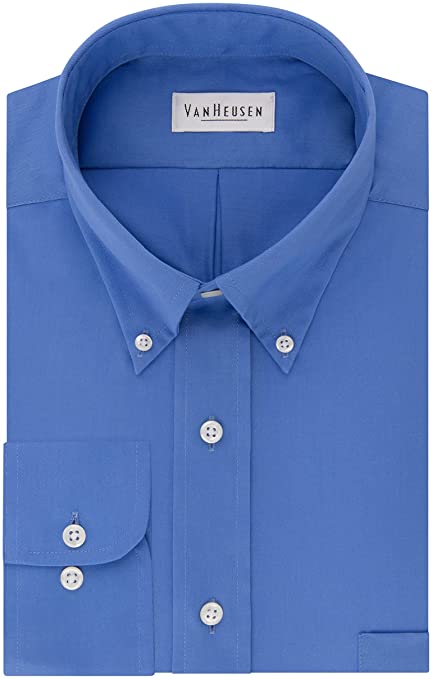 Van Heusen Men's Regular Fit Twill Solid Button Down Collar Dress Shirt