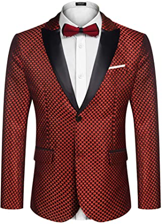 Men's Fashion Tuxedo Jacket Embroidered Suit Jacket Luxury Blazer for Dinner,Party,Wedding,Prom