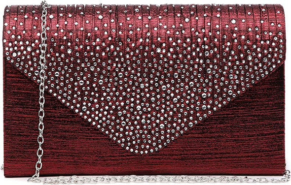 Women's Frosted Satin Evening Bag Clutch Purse Crossbody Handbags Party Prom Wedding Envelope