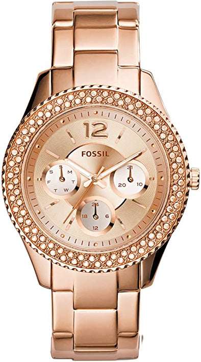 Fossil Women's Stella Stainless Steel Crystal-Accented Multifunction Quartz Watch