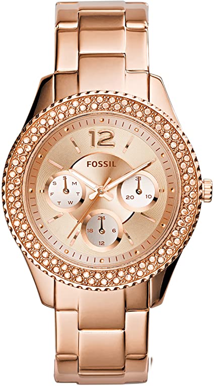 Fossil Women's Stella Stainless Steel Crystal-Accented Multifunction Quartz Watch
