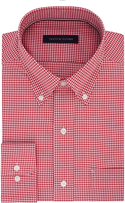 Tommy Hilfiger Men's Dress Shirt Regular Fit Non Iron Gingham