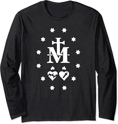 Miraculous Medal Gift Immaculate Heart Mary Catholic Marian Long Sleeve T-Shirt