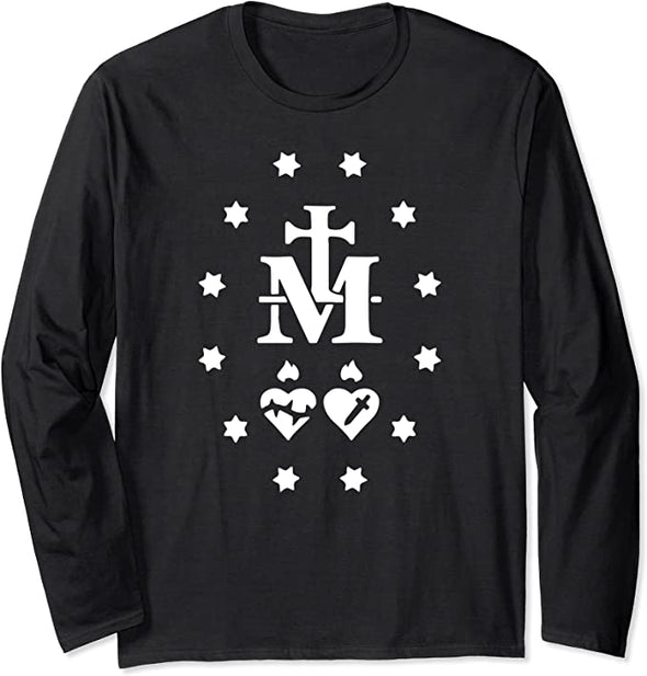 Miraculous Medal Gift Immaculate Heart Mary Catholic Marian Long Sleeve T-Shirt