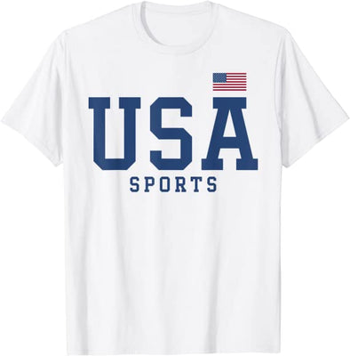 USA Sports Patriotic Athletics Women Men Kids American Flag T-Shirt