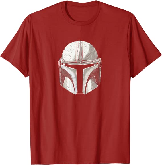 Essentials Mens Star Wars Mandalorian Helmet Cranberry T-Shirt