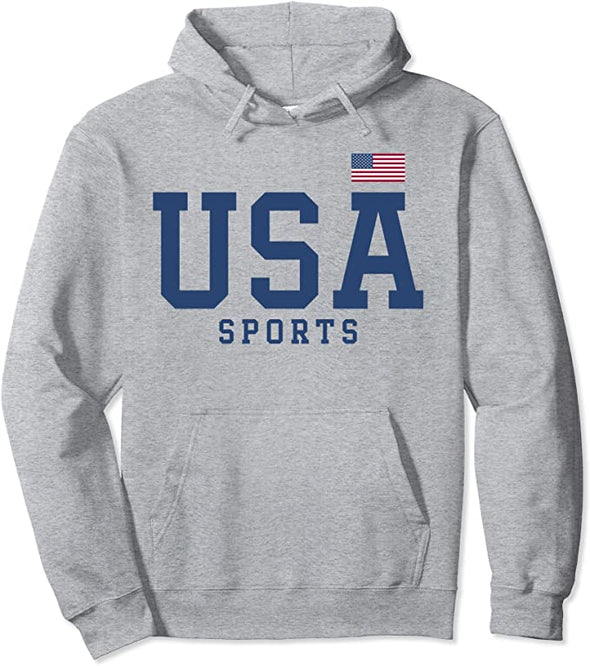 USA Sports Patriotic Athletics Women Men Kids American Flag Pullover Hoodie
