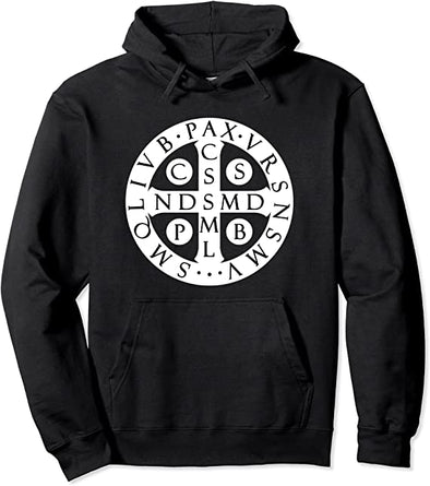 St. Benedict Medal Hoodie Catholic Saint Cross Prayer Tee