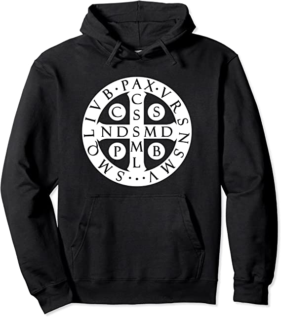 St. Benedict Medal Hoodie Catholic Saint Cross Prayer Tee