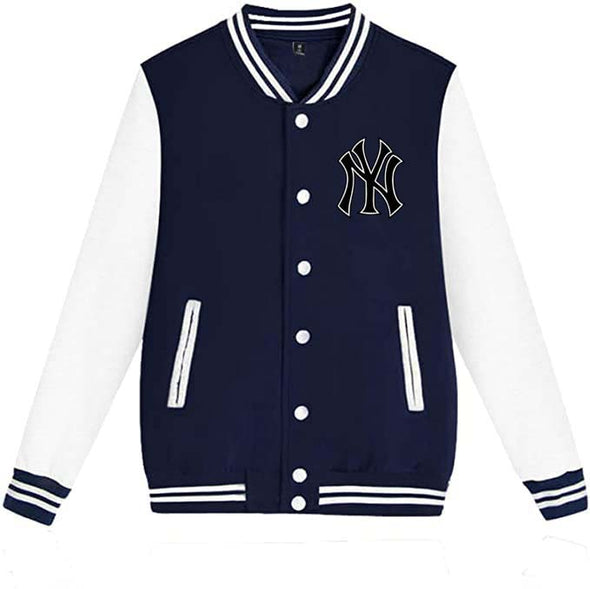 NY Women's Men's Baseball Jackets Unisex Pullover Hoodie Sweatshirts Casual Sport Sweater Coat
