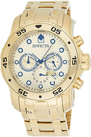 Invicta Men's Pro Diver Quartz Watch with Gold Tone Stainless Steel Band, Gold