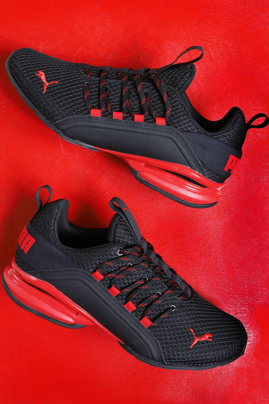 PUMA Men's Axelion Checkered Sneaker - Black Red