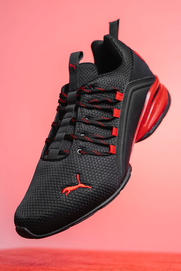 PUMA Men's Axelion Checkered Sneaker - Black Red