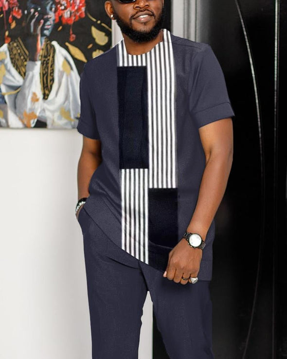 Men's Casual Colorblock Walking Suit.