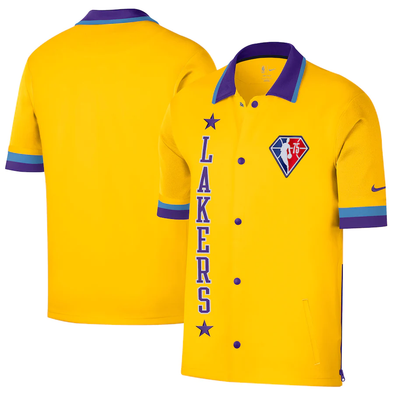 Los Angeles Lakers Nike 2021/22 City Edition Therma Flex Showtime Short Sleeve Full-Snap Collar Jacket - Gold/Purple