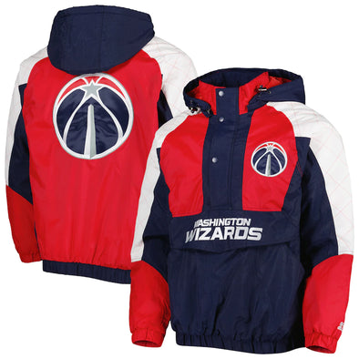 Men's Washington Wizards Starter Navy Body Check Raglan Hoodie Half-Zip Jacket