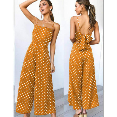 Sleeveless Backless Boho Bow-knot  Dot Jumpsuits Homewear Women 2020 Summer Romper Beach Club Elegant Overalls Dropshipping