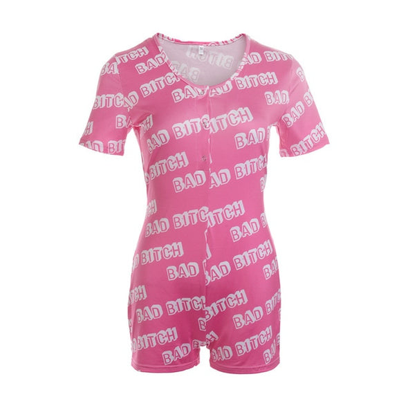 Women Sexy V-Neck Bodycon Bodysuit Casual Printed Button Sleepwear Jumpsuit Shorts Romper Leotard Sexy Ladies Summer Pajamas Hot