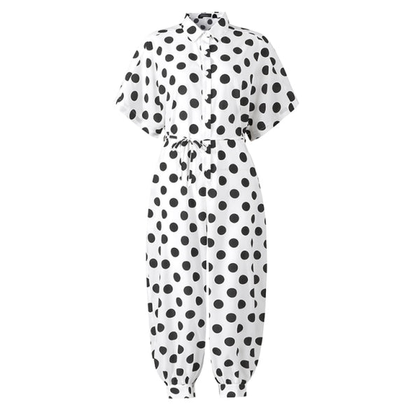 Celmia Women Jumpsutis Fashion Polka Dot Rompers Casual Loose Short Sleeve Cargo Pants Plus Size Summer 2021 Overalls Femme