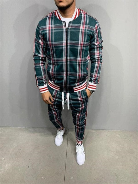 Plaid Printed Loose Suit Couple Clothes Fashion Tracksuit Grey Tracksuit Fullset Black Pink Faded Tracksuit Full Set Tracksuit