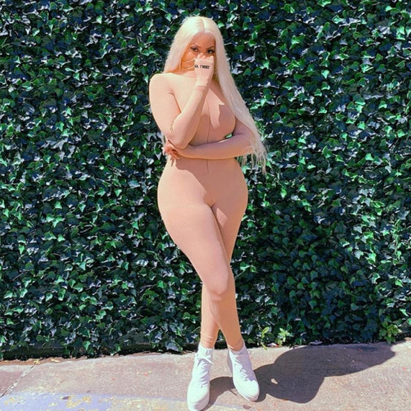 Streetwear White Knitted Sexy Bodycon Lucky Label Jumpsuit Women Overall 2020 Long Sleeve Skinny Rompers Womens Jumpsuit Female