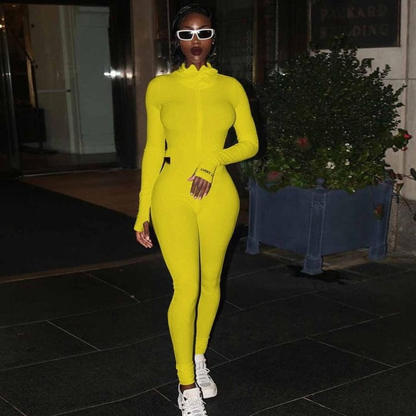 Streetwear White Knitted Sexy Bodycon Lucky Label Jumpsuit Women Overall 2020 Long Sleeve Skinny Rompers Womens Jumpsuit Female