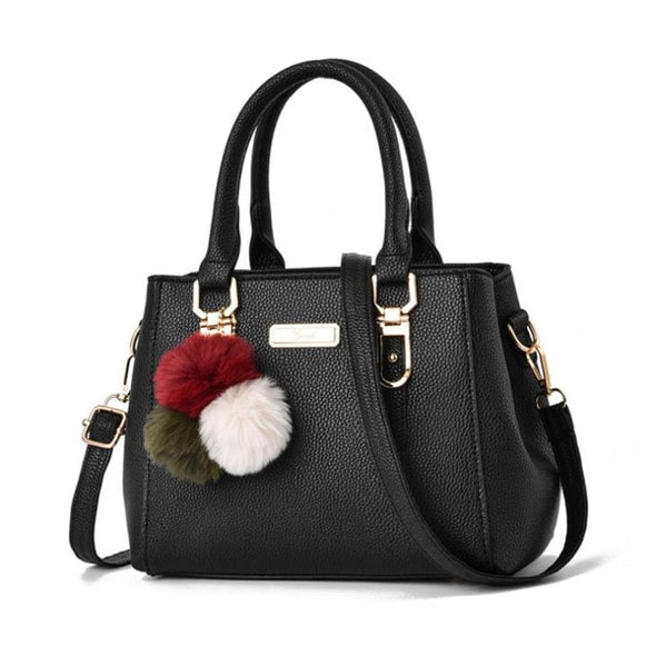 PU Leather Handbag For Women Girl Fashion Tassel Messenger Bags With Ball Bolsa Female Shoulder Bags Ladies Party Crossby Bag