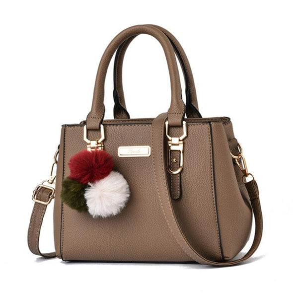 PU Leather Handbag For Women Girl Fashion Tassel Messenger Bags With Ball Bolsa Female Shoulder Bags Ladies Party Crossby Bag