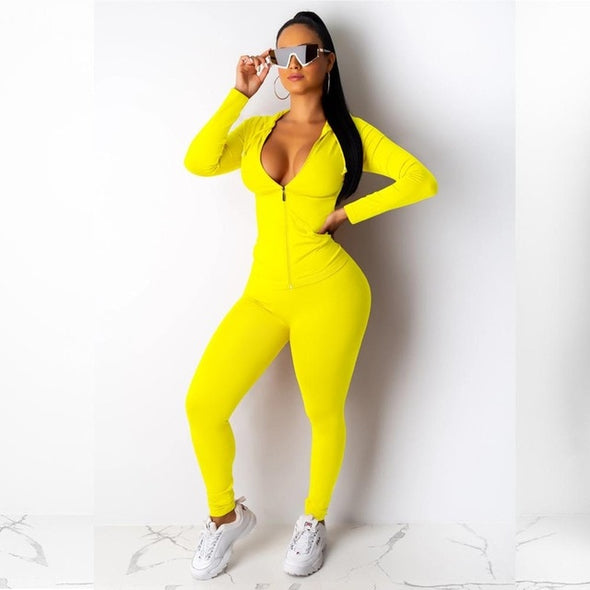 Two Piece Set Tracksuit Women Festival Clothing Fall Winter Top+Pant Sweat Suits Neon 2 Piece Outfits Matching Sets