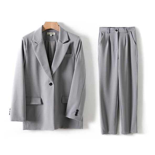 GCAROL Women Blazer And Guard Pants Sets Two Pieces OL Single Breasted Jacket Formal Suit Pleated Trousers Spring Autumn