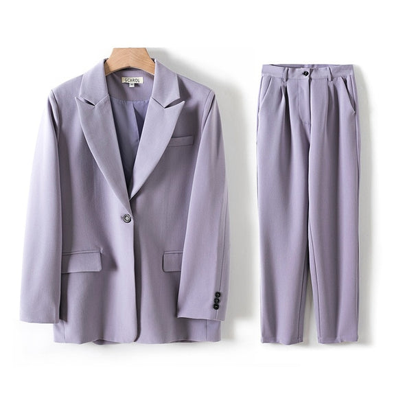 GCAROL Women Blazer And Guard Pants Sets Two Pieces OL Single Breasted Jacket Formal Suit Pleated Trousers Spring Autumn