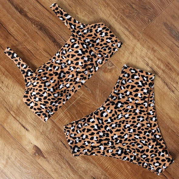 High Waist Bikini 2021 Leopard Bikini Women Push Up Swimsuit Women Printed Swimwear Tie Dye Biquini Summer Swim Beachwear