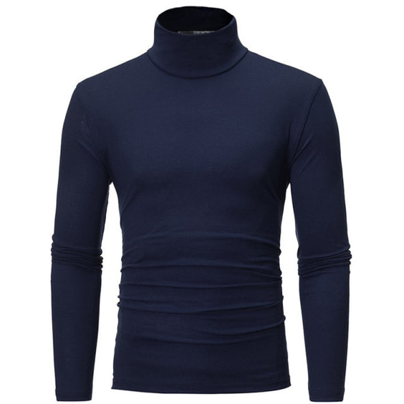 turtleneck for men Solid colour slim elastic thin pullover men Spring Autumn turtleneck men knitting brand sweater men
