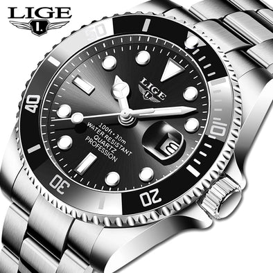 2024 New LIGE Mens Watches Fashion Business Waterproof Quartz Wrist Watch Men Top Brand Luxury Stainless Steel Sport Clock Male