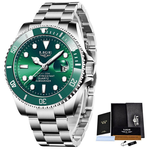 2024 New LIGE Mens Watches Fashion Business Waterproof Quartz Wrist Watch Men Top Brand Luxury Stainless Steel Sport Clock Male