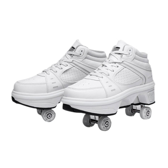 Roller Shoes Deformation Parkour Shoes Four Wheels Running Shoes Roller Skates For Adult teens Men Women Unisex Runaway Skates