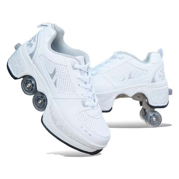 Roller Shoes Deformation Parkour Shoes Four Wheels Running Shoes Roller Skates For Adult teens Men Women Unisex Runaway Skates