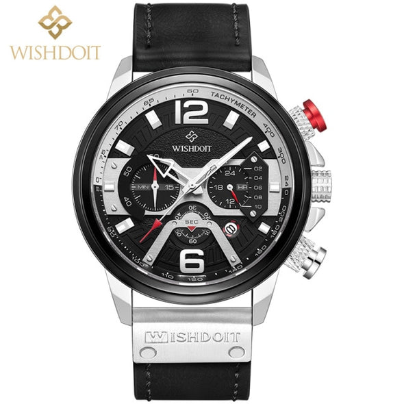 2024 New Fashion Waterproof Men's Watch Top Brand Luxury Leather Square Large Dial Sports Quartz Chronograph Relogio Masculi
