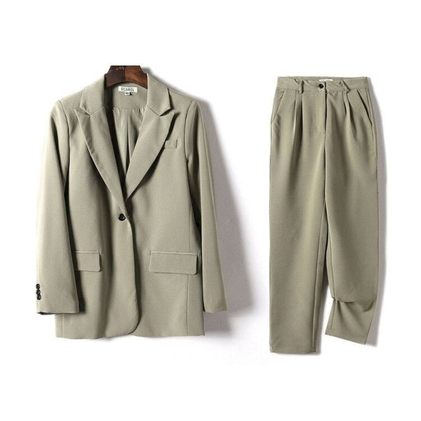 GCAROL Women Blazer And Guard Pants Sets Two Pieces OL Single Breasted Jacket Formal Suit Pleated Trousers Spring Autumn