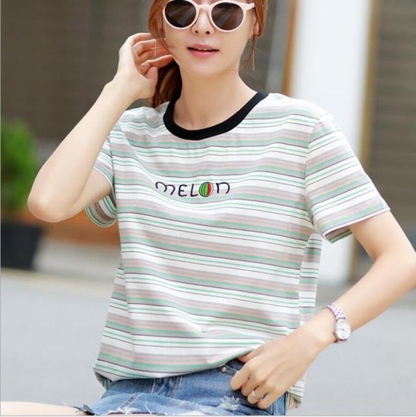 Women Fashion Black And White Striped Blouse Shirt Casual Long Sleeve O-neck Soft Korean Shirt Ladies Women T-Shirt Spring 2021