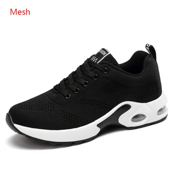 Fashion Women Sneakers Running Shoes Outdoor Sports Shoes Breathable Mesh Comfort Jogging Mesh Shoes Air Cushion Lace Up Ladies