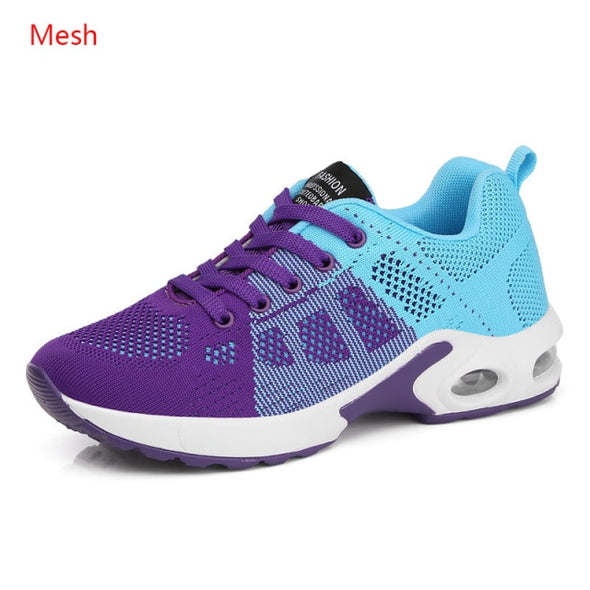 Fashion Women Sneakers Running Shoes Outdoor Sports Shoes Breathable Mesh Comfort Jogging Mesh Shoes Air Cushion Lace Up Ladies